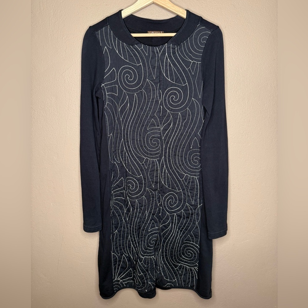 XCVI Navy Long Sleeve Button Up Cardigan/Jacket with Embroidered Design XS